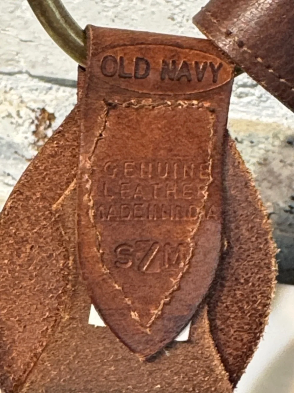 Thick Brown Leather Belt with Gold Ring Accent - Picture 2 of 5